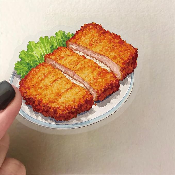 50 Pcs Delicous Foods Stickers PET Chinese Foods Stickers for Laptops Water Bottles Waterproof Transparent Decorative Decals for Phone Case Book Guitar Vinyl Decals for Kids Teens Adults