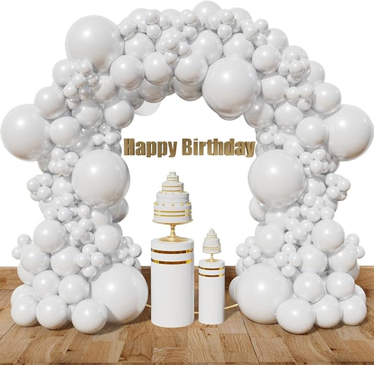 KAWKALSH White Balloon Different Sizes, 111Pcs 18 12 5 Inch Matte White Latex Balloon Arch Kit Garland for Wedding Bridal Graduation Baby Shower Birthday Party Decorations