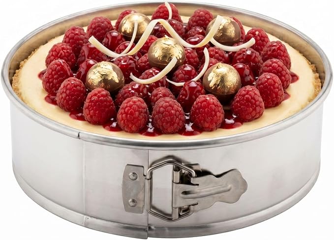 Restaurantware Met Lux 10 Inch Round Cake Pan 1 Springform Springform Pan - Removable Bottom Release Latch Silver Aluminum Cheesecake Pan For Baking Desserts