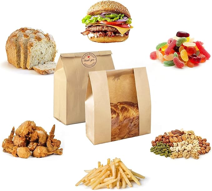 Large Paper Bread Bags for Homemade Sourdough Bread Packaging Bakery Bag for Gifting, Label Seal Sticker Included 200 Pack