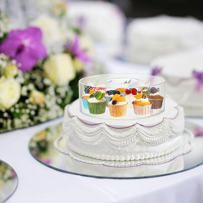 Sintuff 3 Pcs Acrylic Cake Stand with LED Lights 10'', 12'', 14'' Clear Fillable Cake Riser Round 3 Tier Case Box for Wedding Birthday Holiday Party Food Display, 3 Sizes