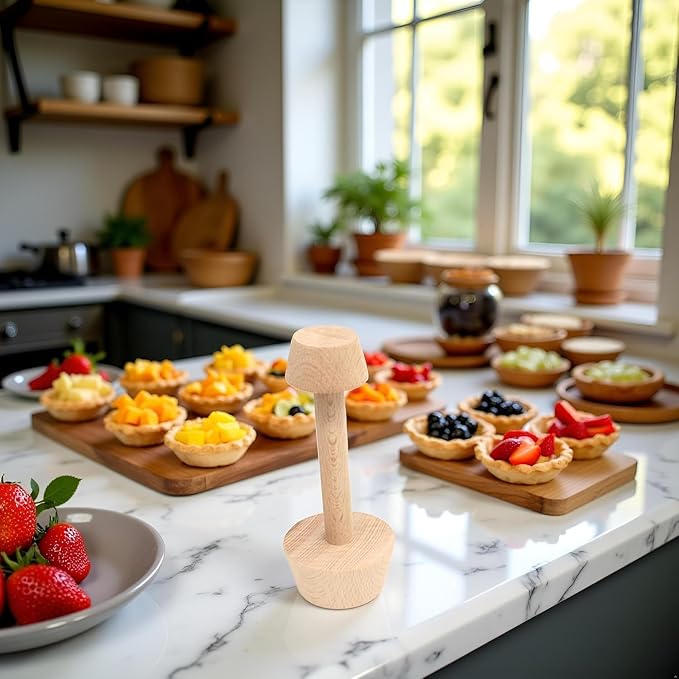 Tart Tamper - Double Side Wooden Egg Mold DIY Cake Pastry Pusher for Kitchen Party Baking Tools, Pie and Quiche Pans