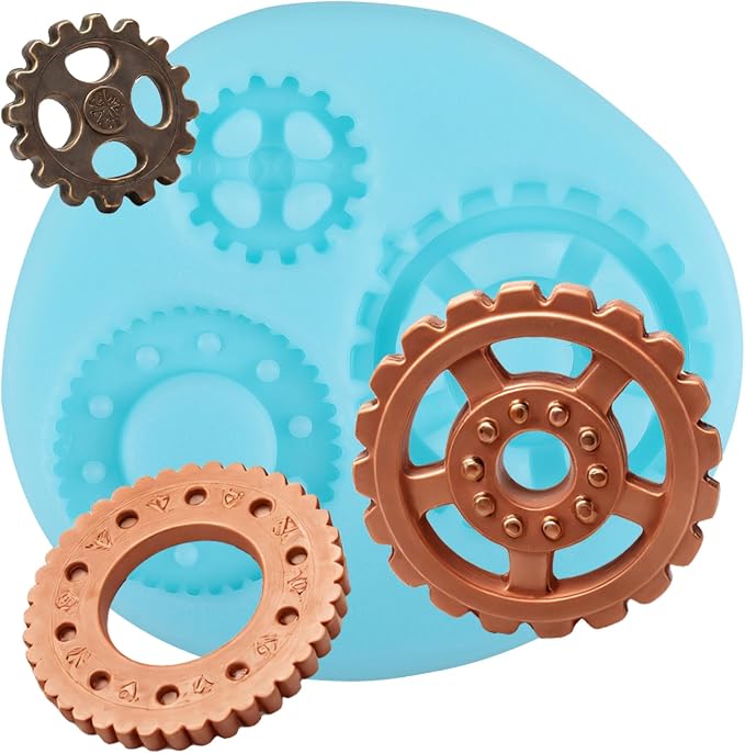 Steampunk Gear Fondant Mold Gear Silicone Molds for Cake Decorating Cupcake Topper Chocolate Candy Gum Paste Polymer Clay