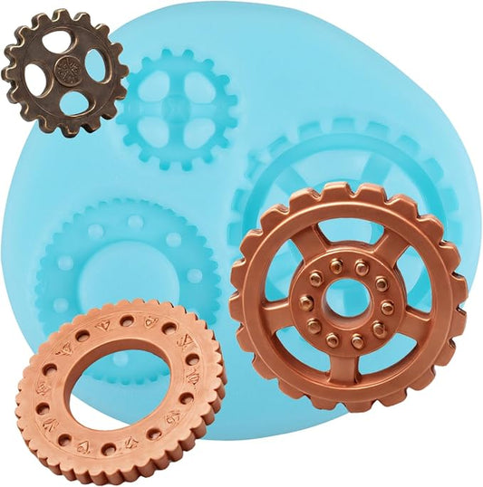Steampunk Gear Fondant Mold Gear Silicone Molds for Cake Decorating Cupcake Topper Chocolate Candy Gum Paste Polymer Clay
