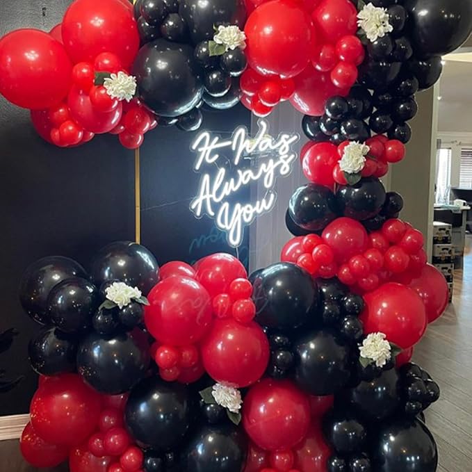 120pcs Red Balloon Arch Kit, 18 12 10 5 inch Red Latex Balloons Different Sizes Balloon Garland for Baby Shower Wedding Valentines Christmas Birthday Party Decorations