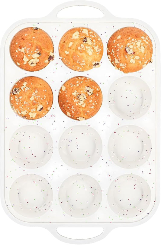 Silicone Muffin Pan for Baking with Metal Reinforced Frame, Nonstick Cupcake Pan 1 Pack Regular Size Egg Bites Silicone Mold