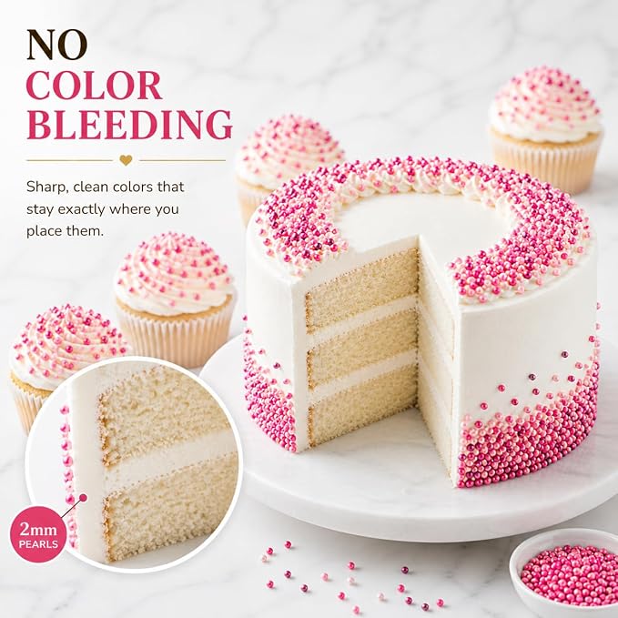 Confect Multicolor Pink Pearl Sprinkles Mix – Edible Baking Decorations for Cakes, Cupcakes, Cookies – Valentine’s & Anniversary Sprinkle Set – Pack of 5 | Vegan, Gluten-Free, Nut-Free, Soy-Free, Dairy-Free , Handcrafted Sprinkle- 5 Oz