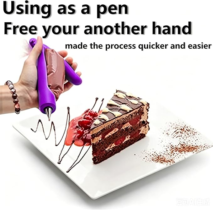 Cake Decorating Pen Tool Kit Pastry Bag DIY Cake Deco Tools Kit Pastry Icing Pen Piping Kit Bags(Purple)