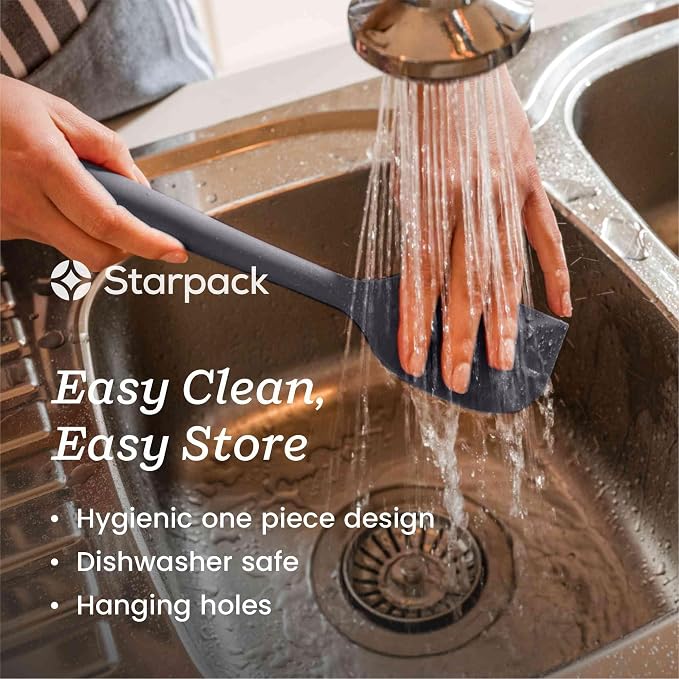 Starpack 'Scrape & Stir' Silicone Spatula (11 Inch) - Heat Resistant Spatula Set 600°F - Food Grade Kitchen Spatulas - Nonstick Baking and Cooking Spatula - LFGB Grade Rubber Spatula Set