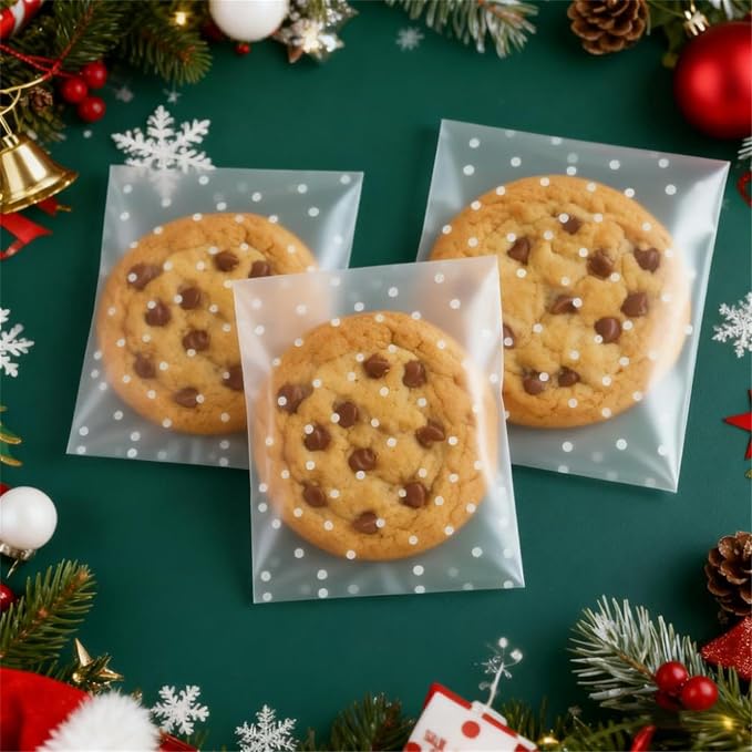 Morepack Self Sealing Cellophane Bags,200 Pcs Clear Cookie Bags Resealable Cellophane Bag for Packaging Packaging Bakery, Favors, (4"x6", No Stickers, Bows)