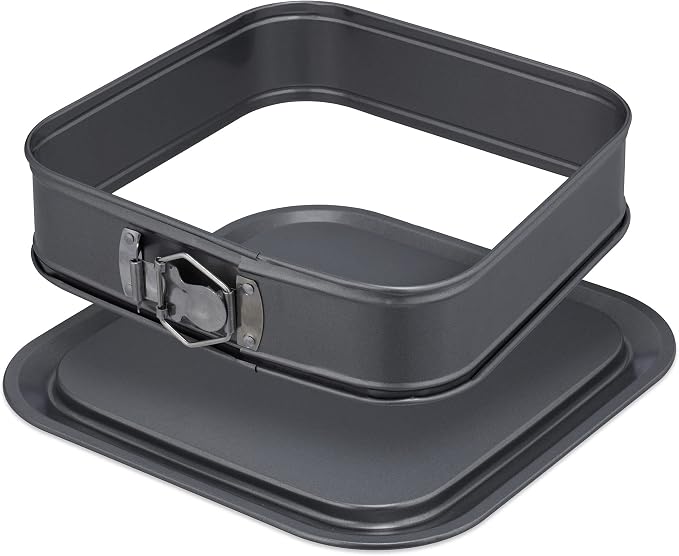Relaxdays Springform Pan, Square, 24 x 24 cm, with Leakage Protection, Steel, Non-stick Baking Pan, Cake Pan, Anthracite
