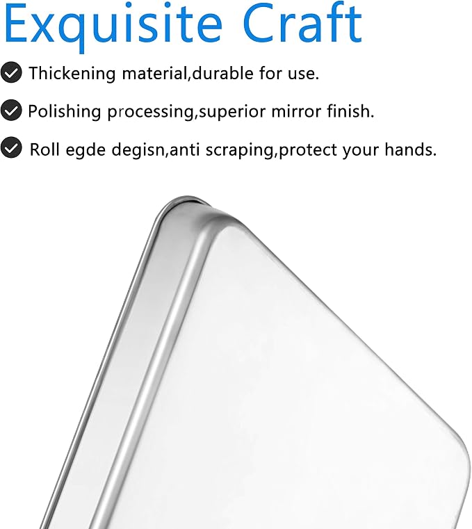Baking Sheets 5 Pieces, Bastwe Stainless Steel Baking Pan Tray Cookie Sheet, Rectangle Size 9 X 7 X 1 inch, Healthy & Non Toxic, Rust Free & Mirror Finish, Easy Clean & Dishwasher Safe