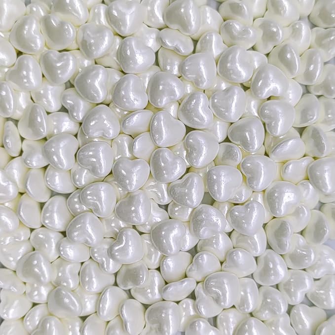 White Heart Sprinkles Edible Heart Cake Decorating Cake Decorations Cupcake Toppers Cookie Decorating Perfect for Cakes, Cupcakes, Desserts Toppings 3OZ