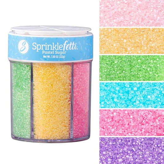 Sweets Indeed Pastel Colored Sugar 6 Cell Set – Decorative Sanding Sugar for Baking & Decorating, Cupcakes, Cookies, Cakes & Desserts – Spring Easter Baking Decorations – 6.45 oz