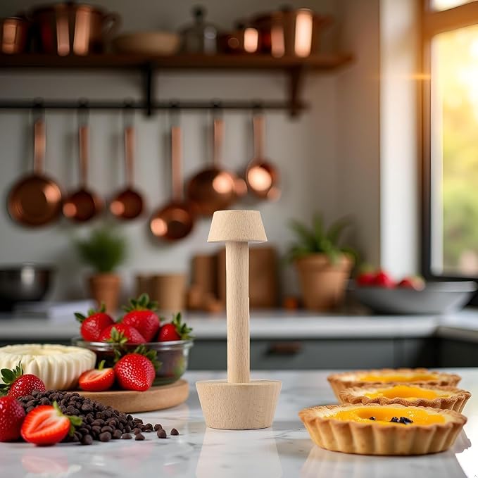 2Pcs Woodiness Tart Tamper Pastry Tamper Double Side Wooden Egg Tart Tamper Mold DIY Cake Pastry Pusher for Kitchen Party Baking Tools, Pie, Tart and Quiche Pans
