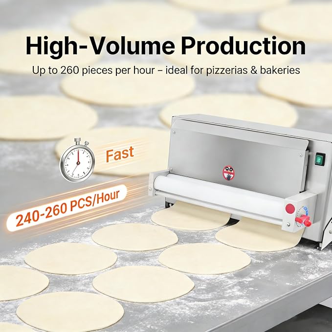Electric Dough Sheeter Machine Pasta Maker Machine for Icing Pizza Dough Roller Sheeter Automatic Commercial Pizza Press Stainless Steel for Bread Marzipan and Puff Pastry (450W)