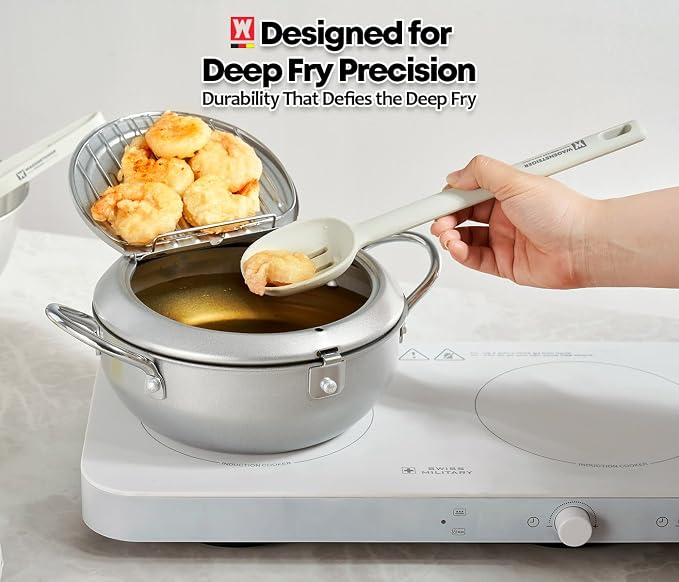 Wagensteiger Light Gray Versatile Slotted Spoon: Muti-Purpose Cooking Tool with Heat Resistant, Non-stick Cookware Safe, Skimmer for Deep Frying Cooking, BPA Free (11.02inch x 2.56inch)
