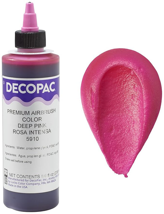 DECOPAC Food Coloring, 8 FL Oz Airbrush Food Color, Edible Airbrush For Cake Decorating, Cookie Airbrush Coloring, Food Airbrush Kit Add-on, Airbrushes For Cake Decorating 8 Fl Oz - Deep Pink