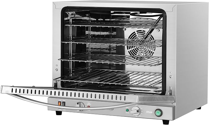 KoolMore 23 in. Commercial Countertop Convection Oven for Half-Size Pans with 4 Racks 2800W of Power and Steam Injection, 240V in Stainless-Steel, ETL Listed for Safety and Sanitation (KM-CTCO-23STI)