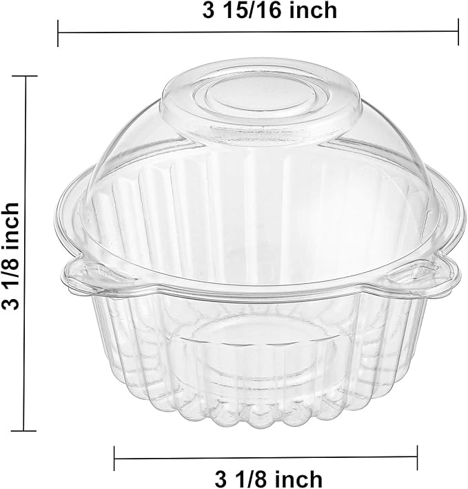 Bekith 150 Pack Individual Cupcake Containers, Plastic Cupcake Holder with Lid, Single Cupcake Boxes, Muffin Container for Party, Stackable