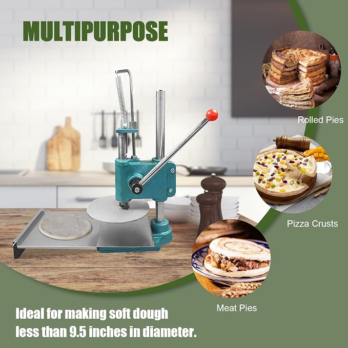 Pizza Dough Press, 9.5" Household Pizza Dough Manual Pastry Press Machine, Stainless Steel Pizza Press, Dough Sheeter Machine, Pizza Press Machine for Sheeting/Pizza Dough