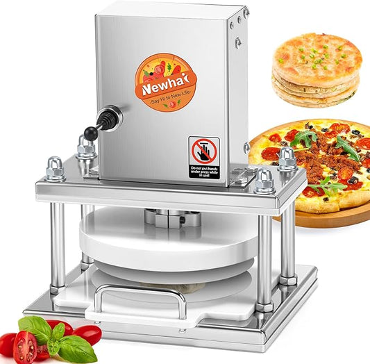 Newhai Commercial Pizza Dough Press Machine 8.6” Electric Dough Roller Sheeter Pastry Pizza Bread Press Forming Processor with 400 Pcs Parchment Papers for Bakery Home Restaurant Use
