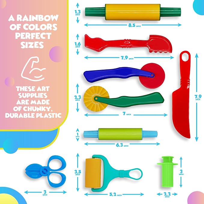 DIMROM Clay and Play Dough Tools Nine Piece Set - Ages 3 & Up (9pcs)