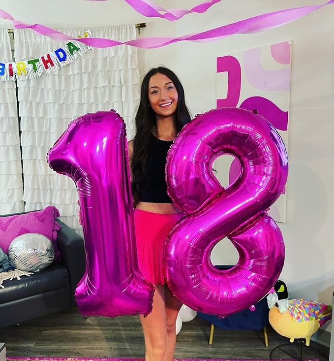 Rosy Purple 8 Balloon, Number Balloons 40 Inch, 8th Birthday Decorations for Girls, Birthday Balloons, Rosy Purple Party Supplies, Number 8 Balloon