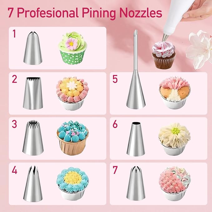 14pcs Reusable Piping Bags and Tips Set,16inch Cotton Baking Kit with Coupler,for Cake Decorating, Cupcakes, Cookies, Home Bakers, Chefs