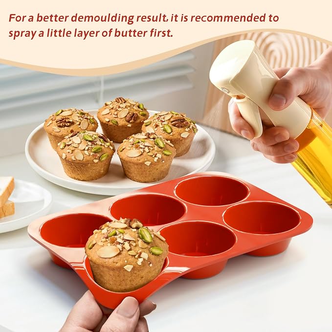 SINBEE Silicone Muffin Pans for Baking - 3 Pack Silicone Molds 6 Cups Nonstick Cupcake Pan for Baking BPA Free Cake Pop Mold Egg Muffins