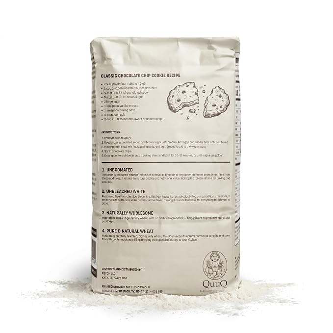 QuuQ All Purpose Flour 2 Pack 8.8 lb (4 kg) – Unbleached Unbromated Enriched Wheat Flour, Non-GMO Baking Flour for Bread, Cookies, Cakes, Pizza & Baking