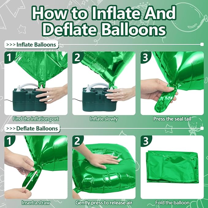 NISOCY 25PCS Green Silver Square Foil Balloons Wall Backdrop Double Sided Silver Green Balloons Arch Kit for Birthday Anniversary Graduation Forest Baby Bridal Shower Kids Party Decorations