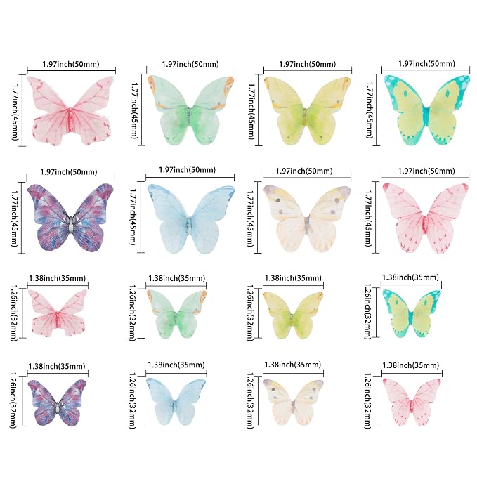 Gyufise 40Pcs Edible Multicolor Butterfly Cupcake Toppers - Edible Wafer Paper Butterfly Decorations for Baby Shower, Kids Birthday, Wedding Parties