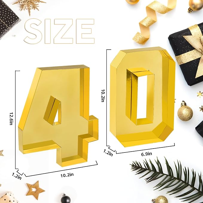 Cardboard Number for Charcuterie 40 Set Fillable Tray 10.2'' Gold Charcuterie Paper Box for 40th Birthday Anniversary Party Decorations Chocolate Candy Cupcake Container