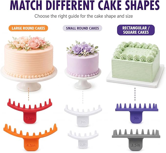 Hushee 6 Pcs Cake Arch Guide Tool Cake Decoration Tools Swag Marker Tool Piping Guide Multiple Sizes Arc Ruler Convenient for Controlling Size and Position for Cakes Piping Beginners and Bakers