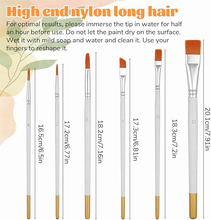 6 Pcs Cake Painting Brushes Food Paint Brushes Set Craft Basting Brush Kitchen Bakery Fondant Tool Food Safe Pastry Cookie Baking Decorating Brush for Dusting Edible Glitter Edible Color