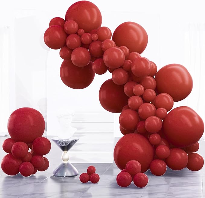 PartyWoo Burgundy Balloons 100 pcs Different Sizes of 18 12 10 5 Inch Dark Chestnut Red Maroon Balloon Arch Kit Garland for Birthday Graduation Anniversary Cherry Casino Party Decorations Red-Y62
