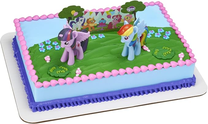 DecoPac My Little Pony Cake Topper, 3-Piece Cake Decorations with Rainbow Dash and Twilight Sparkle Ponies for Fun After the Birthday Party, 3"