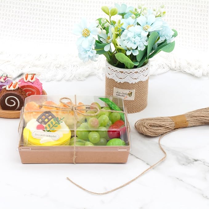 7x5x2.5 Charcuterie Boxes with Clear Lids, Large Disposable Bakery Dessert Boxes, Bakery Take Out Containers, To Go Food Container for Chocolate, Sandwich, Cookie, Cupcake, Pastries (25, Brown)