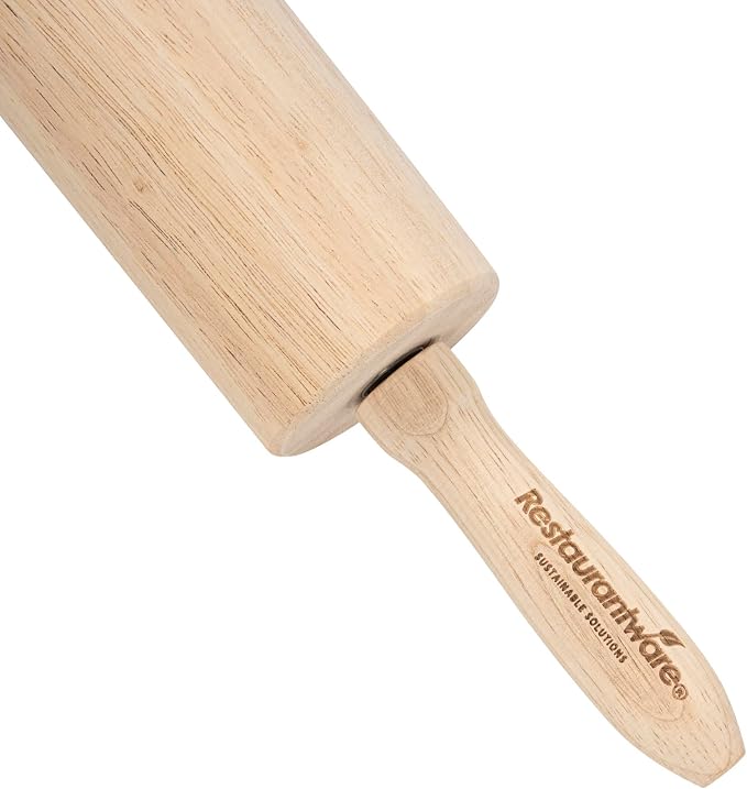 Restaurantware Wood Rolling Pin 1 Count 13 Inches Solid Wood Baking Tool, Ergonomic Dough Roller With Smooth Rotation, Beige Kitchen Pastry Tool for Professional Bakers