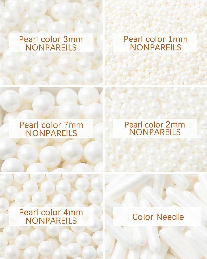 White Edible Pearls for Cake Decorating, 10.8oz - Elegant Pearl Sprinkles for Wedding Cakes, Cupcakes, Cookies & Dessert Toppings