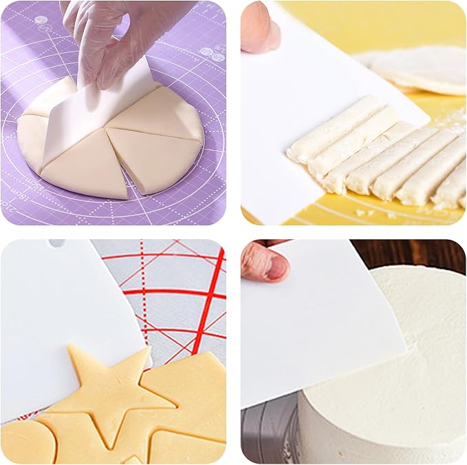 pson 6Pcs Plastic Trapezoidal Scraper, Food-Grade Kitchen Tools for Bread, Cake, Pizza, Multi-Purpose Baking Accessories(3 Size, White)