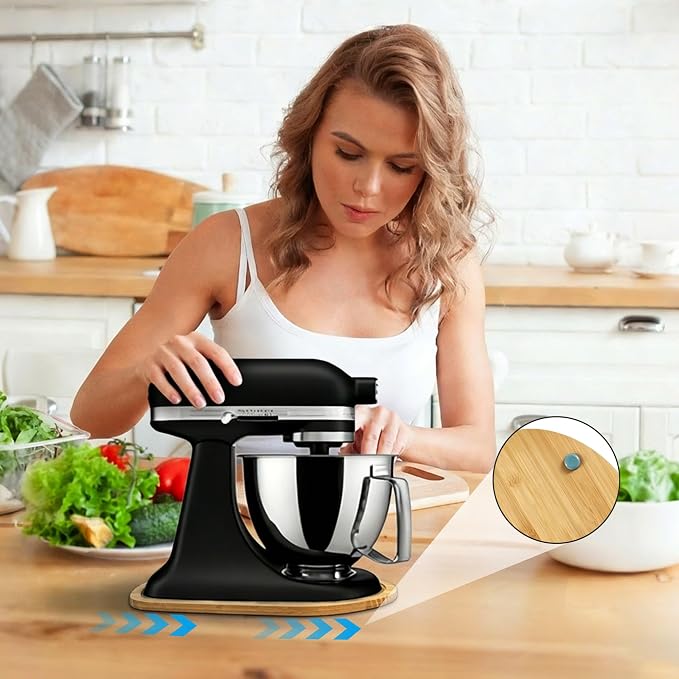 Mixer Slider Mat for KitchenAid 4.5-5 Qt Tilt Head Stand Mixers, Bamboo Moving Tray for Kitchenaid Artisan, Storage Organizer for Kitchen Countertop Accessories and Attachments (Bamboo, 4.5-5 Qt)