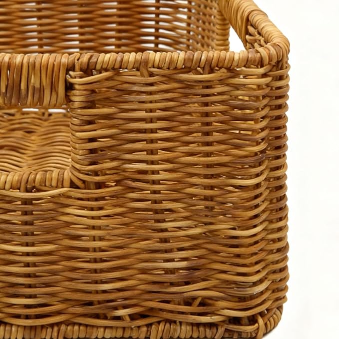 Rattan Basket, Waterproof And Sturdy Built, 38x26x13cm, Weaving Laundry Organizer, Rattan Storage Basket, Portable And Lightweight, For Laundry Rooms, Bathrooms, Bedrooms, Or Kitchens Use