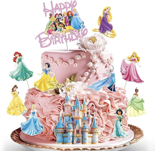 11 Pcs Princess Cake Topper, Fantastic Happy Birthday Cake Decorations, Cute Cake Toppers for Girls