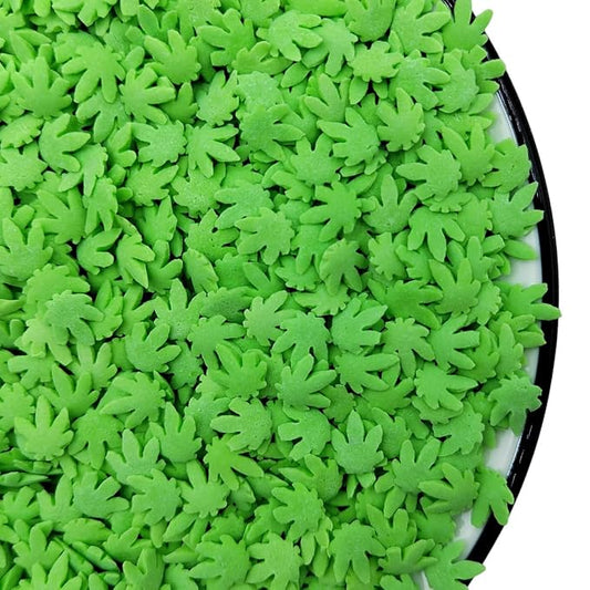 Edible Leaf Sprinkles, Green Sugar Sprinkles for Cake Decorating, Edible Sprinkle Mix for Baking Cookie, Cupcake Toppers, Ice Cream Topping, and Birthday Decorations
