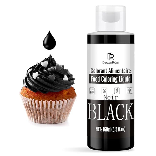 Black Food Coloring Liquid - Vibrant Liquid Icing Food Coloring Set for Baking, Cake Decorating, Easter Egg, Airbrush - Tasteless Food Dye for Fondant, Slime, DIY Crafts - 5.5 Fl.oz / 160ml Each