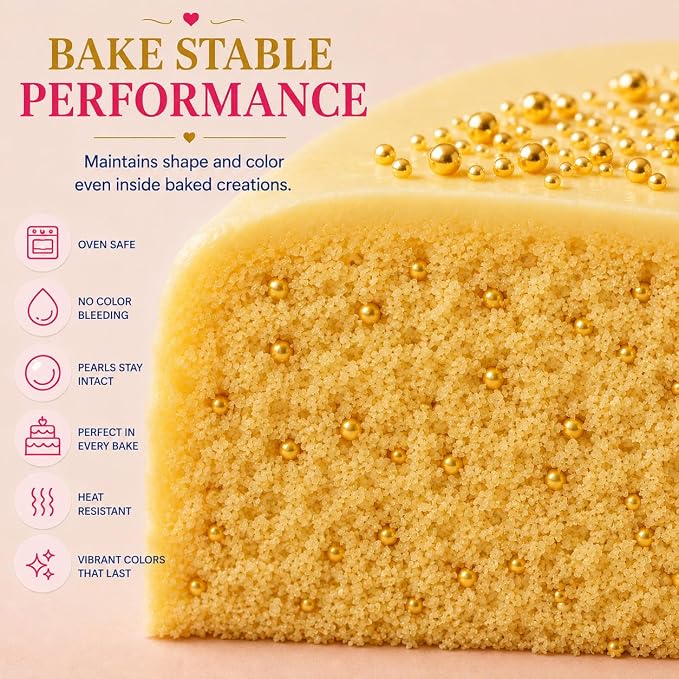 Confect Pearl Sprinkles | Gold Sprinkles for Christmas Cakes & Cupcakes Decoration | Assorted pack of 5 | Sparkling Champange Disco Ball Sprinkle | Mix Gold Pearl Dragees | Vegan, Gluten-Free, Nut-Free, Soy-Free, Dairy-Free, Palm Oil-Free, No Artificia...