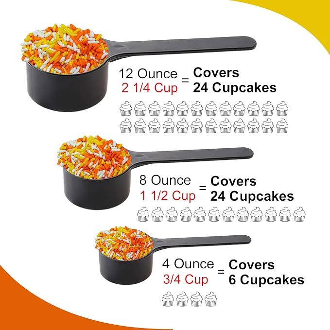 Harvest Candy Corn Blend- Orange White Yellow Cake Pop Cookie Cupcake Cakes Semi-Sweet Edible Confetti Decorations Sprinkles Dessert Jimmies Toppers - 12 Oz