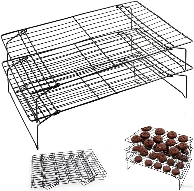 Detachable Collapsible Cooling Racks, Wire Cooling Rack Stackable Drying Rack for Bread Cookie Baking Candy Fruits (2-tier)